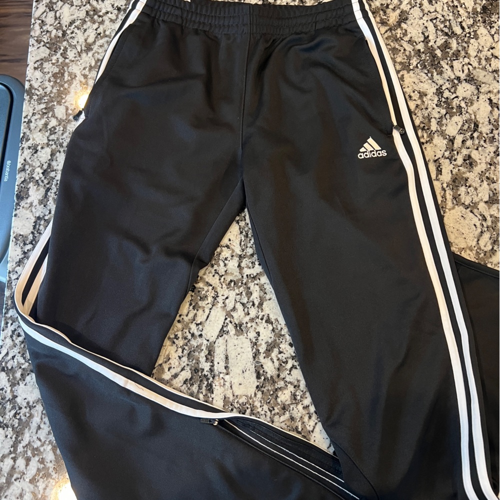 Adidas Black Joggers with Zippers